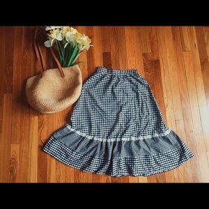 Vintage Gingham Checkered Mid-Length Skirt
